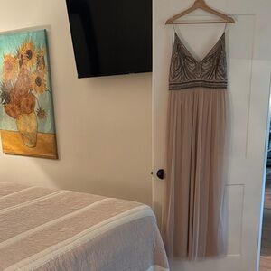 BHLDN Beige and Silver Gown